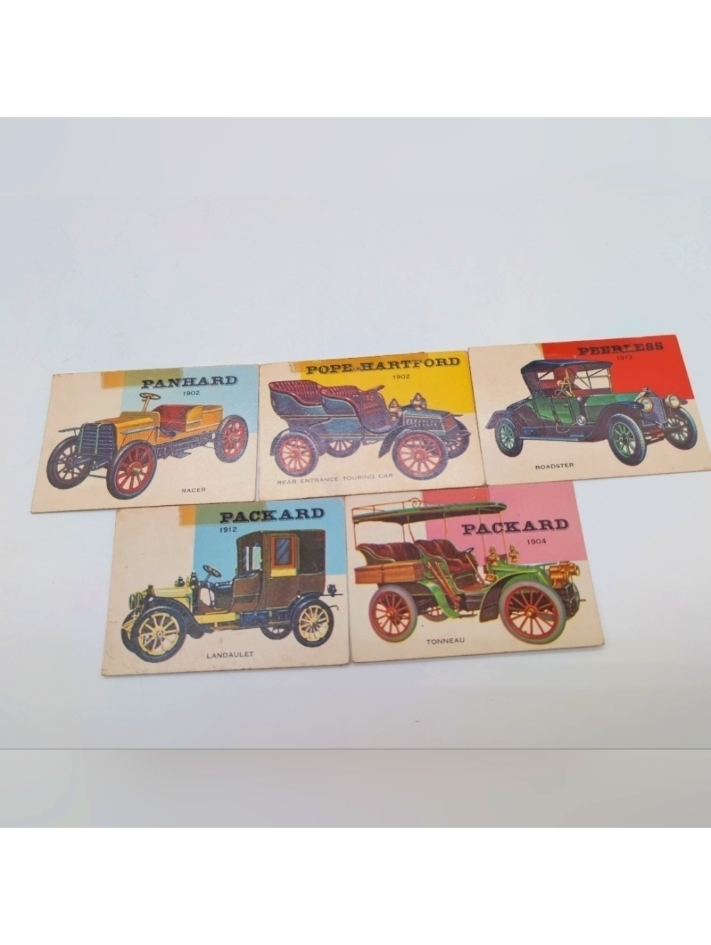 1954 Topps Car Cards 1900s Packard Panhard Pope-Hartford Peerless Set Of 5